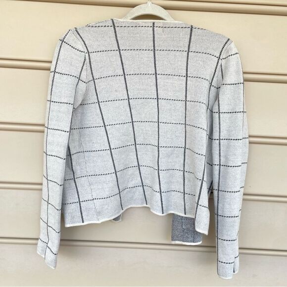 Anthropologie Oliver by Escio Open Cardigan Women's Viscose Blend Checker PMed - Picture 4 of 7
